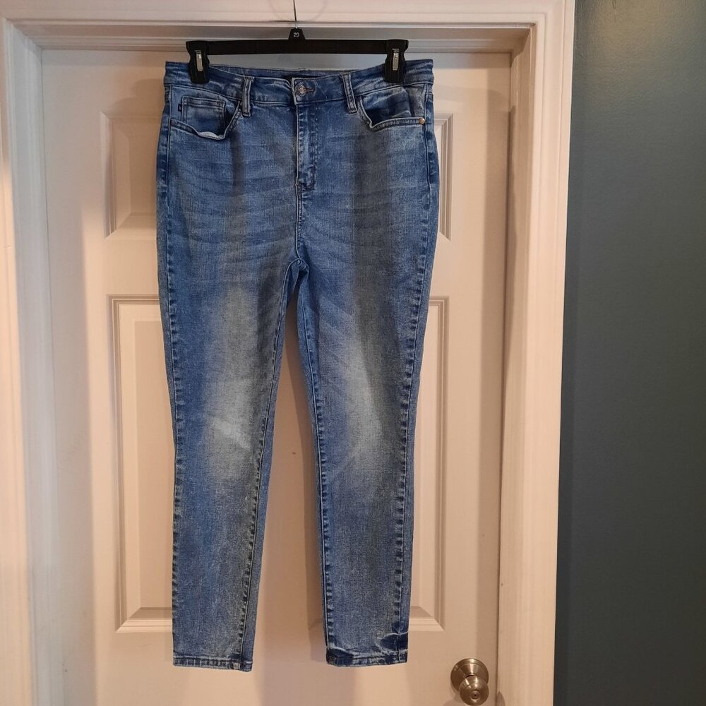 Judy Blue Jeans Womens 15/32 High Rise Skinny Acid Mineral Wash Distressed‎